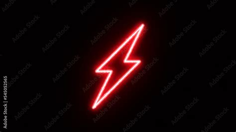 Neon bolt lighting neon sign with power effect animation seamless ...