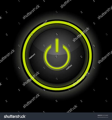 Black Power Button With Glow Effect Vector 56556889 Shutterstock