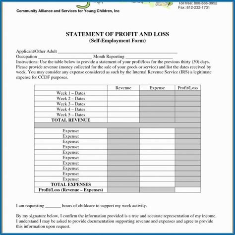 √ Free Printable Year To Date Profit And Loss Statement