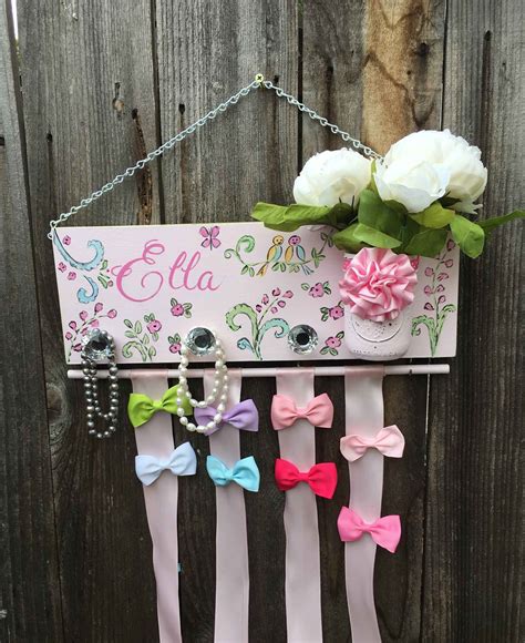 Bow Holder Bow Organizer Painted Hair Bows Holder Girls Wall Decor