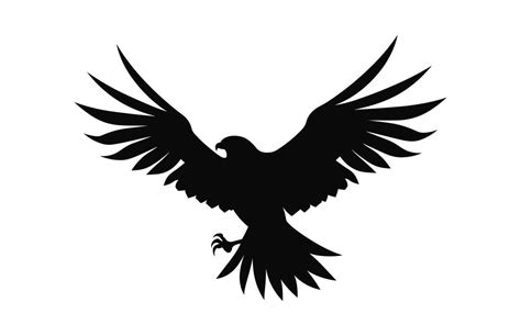 A Flying Hawk Bird Silhouette Vector Isolated On A White Background