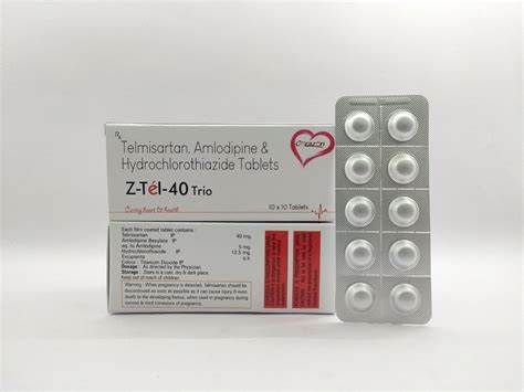 Z Tel 40 Trio Telmisartan Amlodipine And Hydrochlorothiazide Tablets