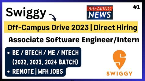 Swiggy Off Campus Drive 2022 2023 2024 BATCH Direct Hiring ASE