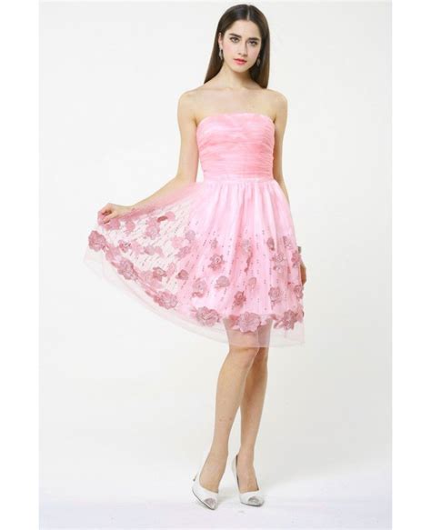 Cute Pink Tulle Short Prom Dresses With Bow Back Dk228 646