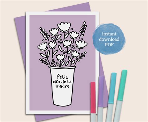 Mothers Day Cards in Spanish Printable Card to Color for Mom or Abuela - Etsy