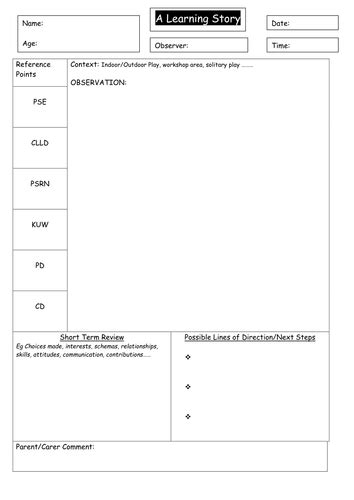 Printable Early Years Observation Sheet Template Printable Templates