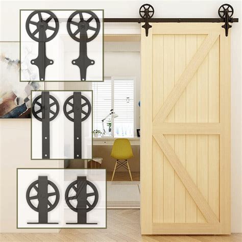 Ccjh Ft Sliding Barn Door Hardware Basic Black Roller Kit Single