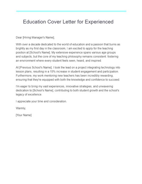 15 Education Cover Letter Examples How To Write Guide Tips Examples