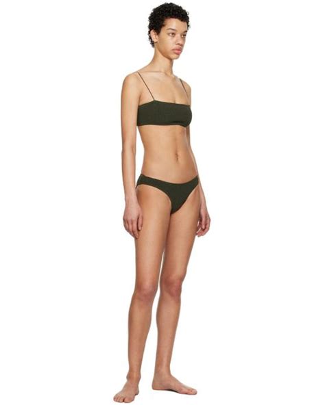 Tot Me Toteme Khaki Smocked Bikini In Black Lyst