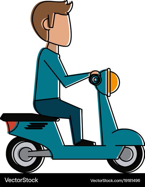 Man On Scooter Royalty Free Vector Image Vectorstock