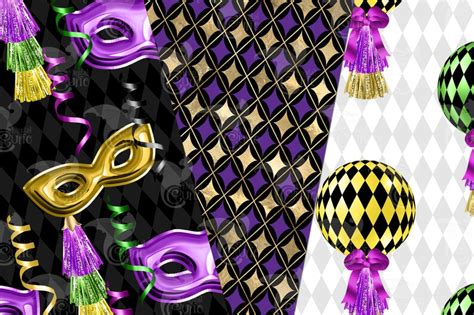 Mardi Gras Balloon Digital Paper Seamless Patterns With Etsy