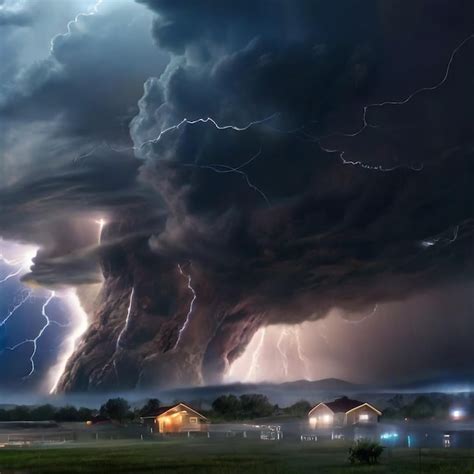 Premium Photo A Thunderstorm With Lightning Strikes Booming Thunder