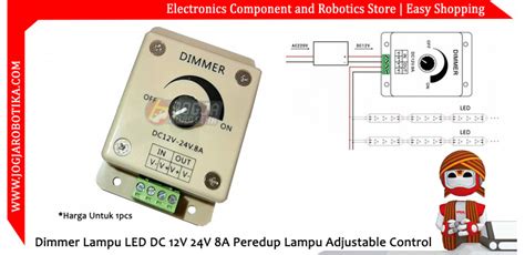 Dimmer Lampu LED DC 12V 24V 8A Peredup Lampu Adjustable Control Toko