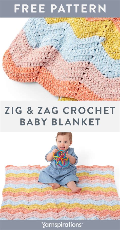 Free Zig Zag Crochet Baby Blanket Pattern Using Bernat Baby Velvet