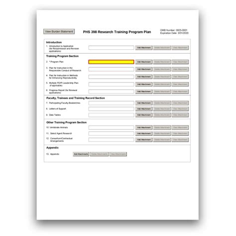 G Phs Research Training Program Plan Form