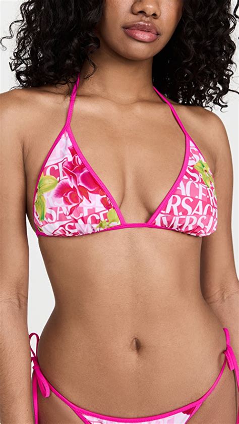 Versace Reversible Swim Bikini Top Lycra Vita Orchid Versace Print