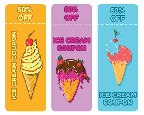 Ice cream coupon collection set 7523895 Vector Art at Vecteezy