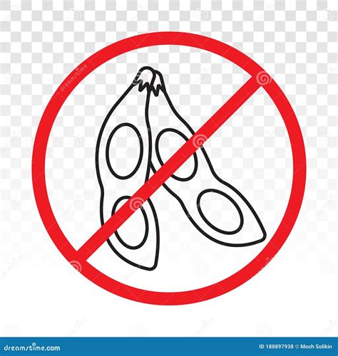 Soybean or Soya Free Food Allergy Product Labels - Line Art Icon for
