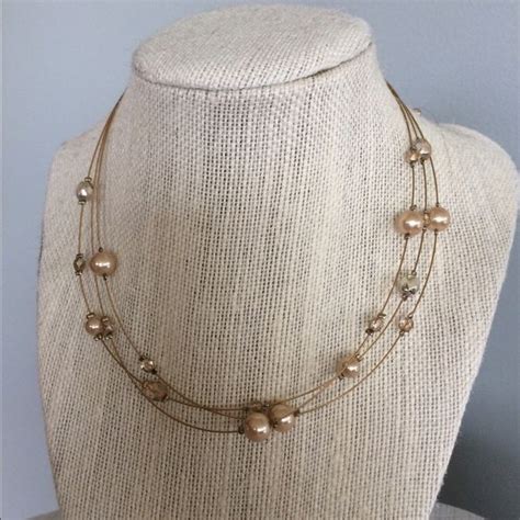 Delicate Gold Beaded Multi Strand Necklace By Lia Sophia