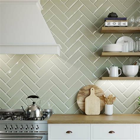 Metro Sage Ceramic Gloss Wall Tiles Tile Mountain