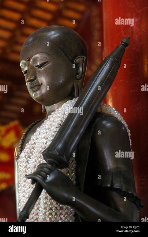 Statue Of Buddhist Saint Phra Sivali In Wat Pan Sao Chiang Mai