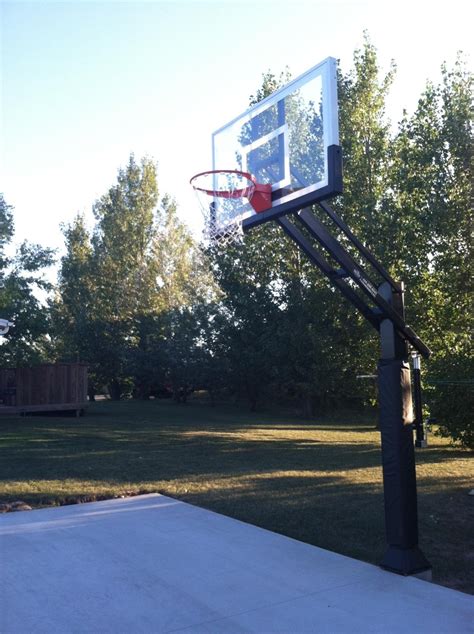 Fully Extended Pro Dunk Gold Basketball System Sits Nicely In Big Backyard