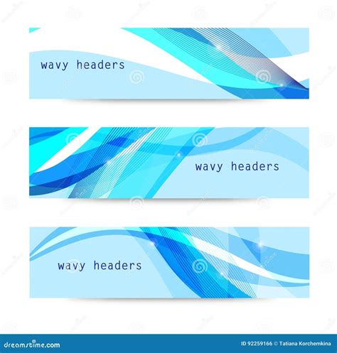 Vector Set Of Abstract Blue Wavy Headers Stock Vector Illustration Of