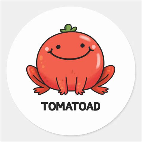 Tomatoad Funny Tomato Toad Pun Classic Round Sticker Zazzle