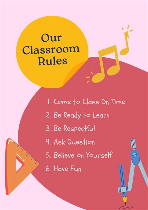 Free Custom Printable Classroom Rules Poster Templates Off