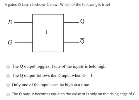 Solved A Gated D Latch Is Shown Below Which Of The Chegg