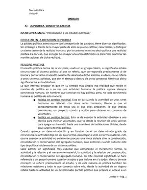 Teor A Pol Tica Resumen Pdf Versi N Unidad N La Pol Tica A