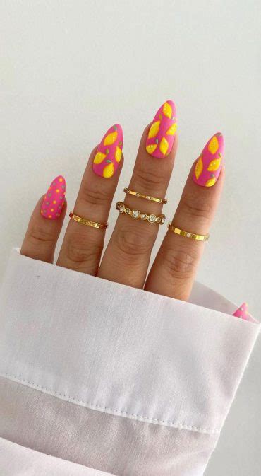 Refreshing Nail Art Inspired By Zesty Summertime Citrus Fruit Juicy Lemon Pink Nails