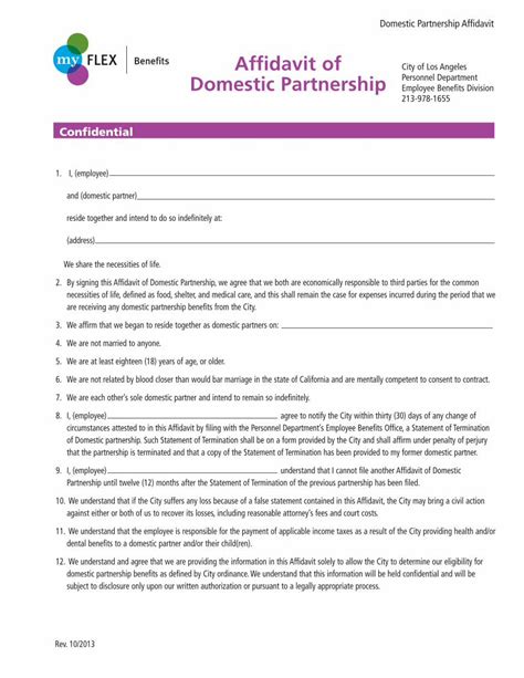 Pdf Affidavit Of Domestic Partnership