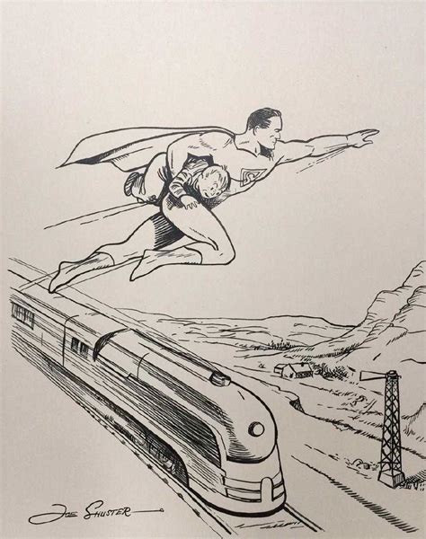 Ink drawing signed Joe Shuster, Superman