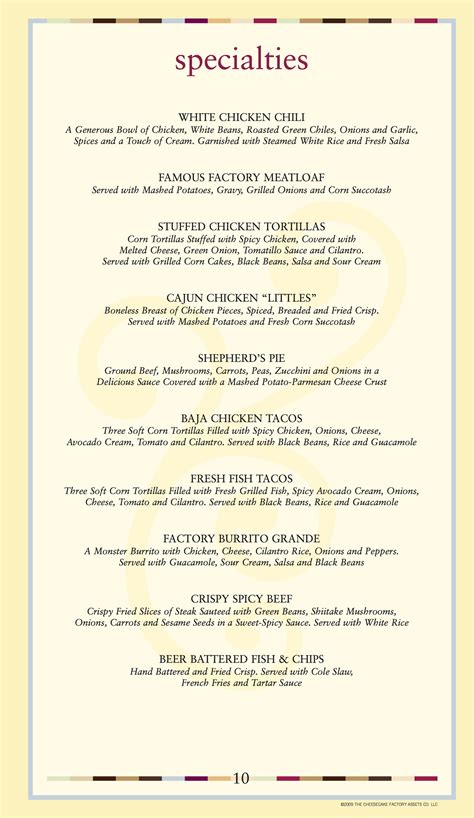 Brunch Cheesecake Factory Menu