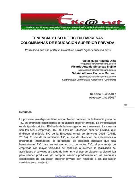 PDF TENENCIA Y USO DE TIC EN EMPRESAS COLOMBIANAS DE EDUCACIÓN