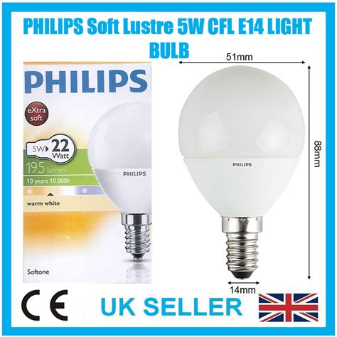 50x 5w Philips Cfl Low Energy Long Life Mini Globe Ses E14 Light Bulb Lamp 2700k Ebay