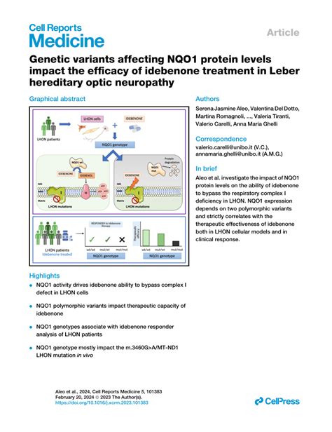 Pdf Genetic Variants Affecting Nqo Protein Levels Impact The