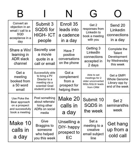 ADR GSD Week - August 23-27th Bingo Card