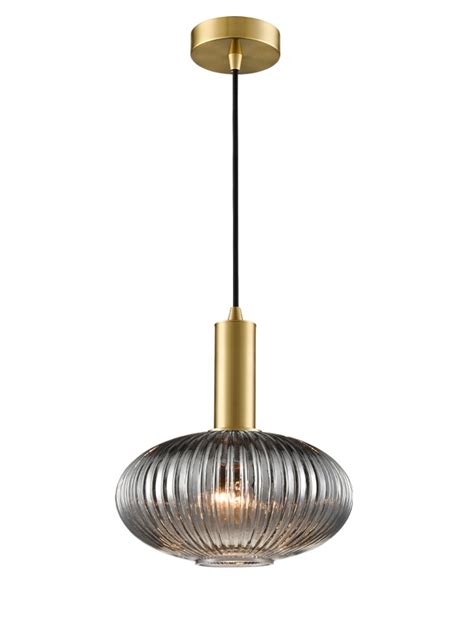 Melbourne Pendant Aged Brass With Oval Smoked Glass Tailored Lighting