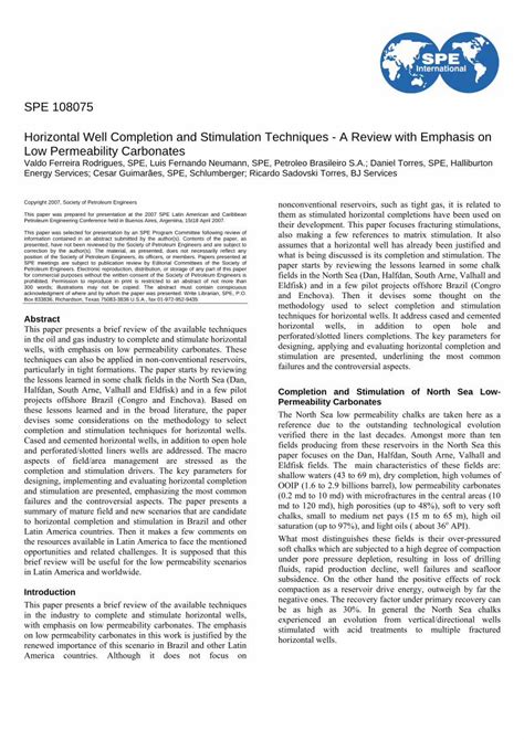 PDF SPE 108075 Horizontal Well Completion And Stimulation