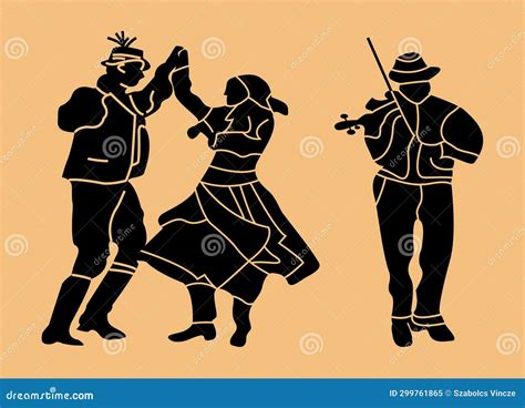 Folk Dancers with Folk Costume Stock Vector - Illustration of male ...