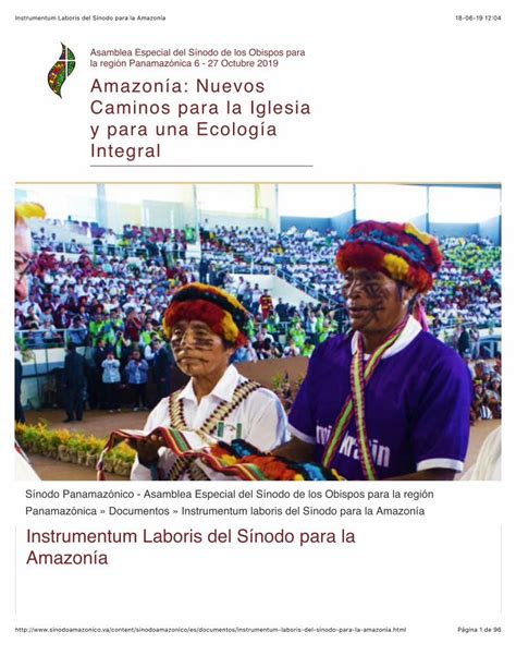 Pdf Instrumentum Laboris Del S Nodo Para La Amazon A Voces De Los