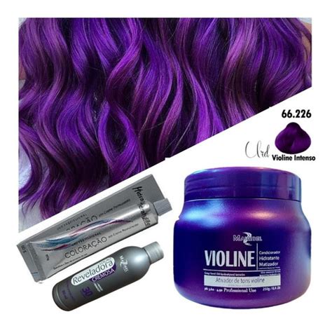 Cabelo Violine Roxo Intenso Matizador 250g Tinta 60g Ox 90ml