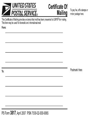 Certificate Of Mailing Form - Fill and Sign Printable Template Online