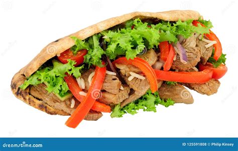 Beef and Salad Filled Pitta Bread Stock Photo - Image of pitta, portion ...