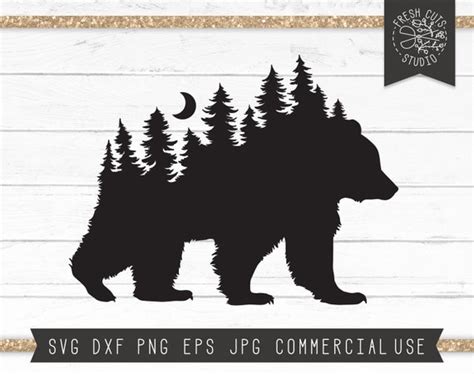 Bear Svg Cut File For Cricut Rustic Pine Forest Svg Grizzly Etsy