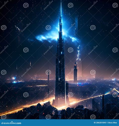 Futuristica Città Notturna Con Vista Dei Grattacieli Che Ha Generato