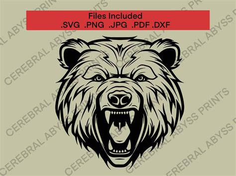 Grizzly Bear Svg Vector Black Bear Clipart Cricut Angry Bear Head Svg