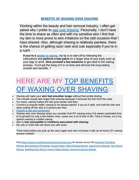 BENEFITS OF WAXING OVER SHAVING by MiracleSalon - Issuu